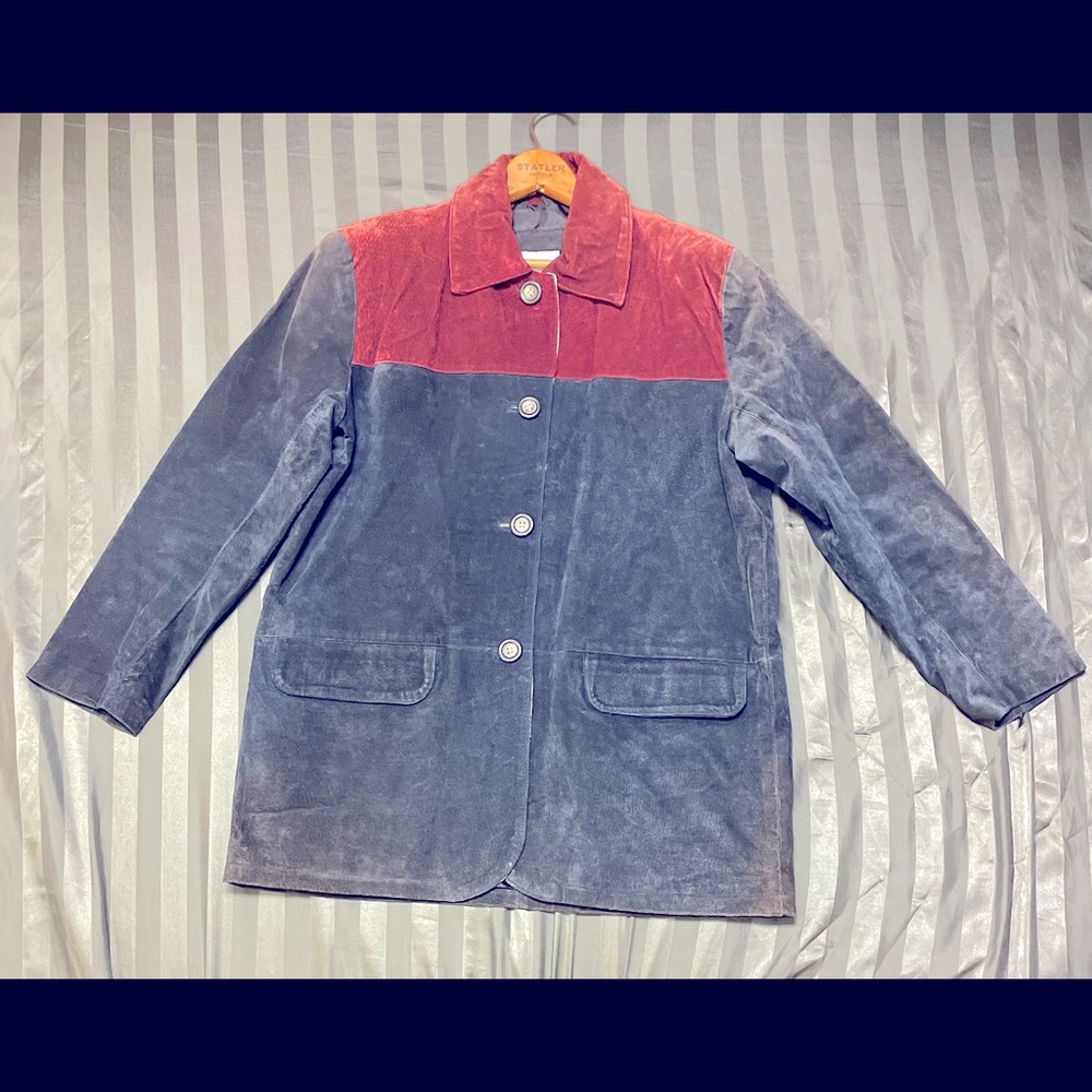 Red & Blue Faded Leather Jacket